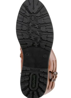 Hot Remonte , gefütterte Damen-Stiefel, Winterschuhe, Weite G, mit Lammfell COGNAC