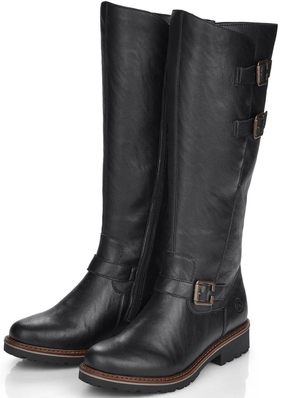 Hot Remonte , gefütterte Damen-Stiefel, Winterschuhe, Weite G, mit Lammfell SCHWARZ