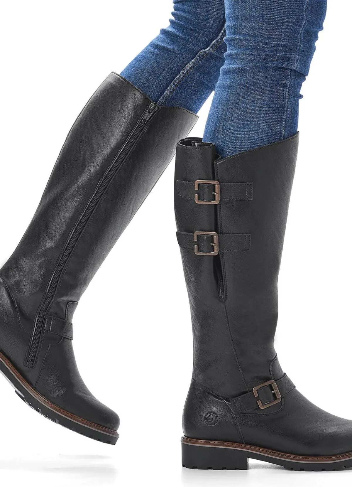 Hot Remonte , gefütterte Damen-Stiefel, Winterschuhe, Weite G, mit Lammfell SCHWARZ