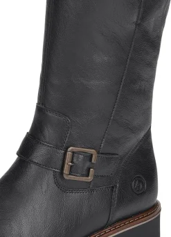 Hot Remonte , gefütterte Damen-Stiefel, Winterschuhe, Weite G, mit Lammfell SCHWARZ