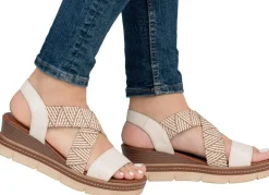 Clearance Remonte Sandalette mit Flechtdurchzügen HELLBEIGE-SAND