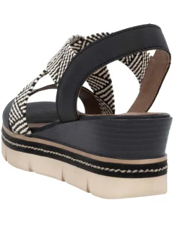 Remonte Sandalette mit Flechtdurchzügen SCHWARZ-CREME