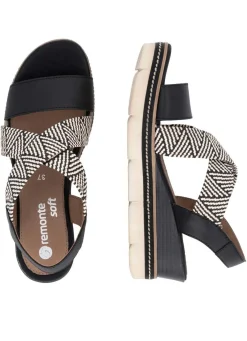 Remonte Sandalette mit Flechtdurchzügen SCHWARZ-CREME