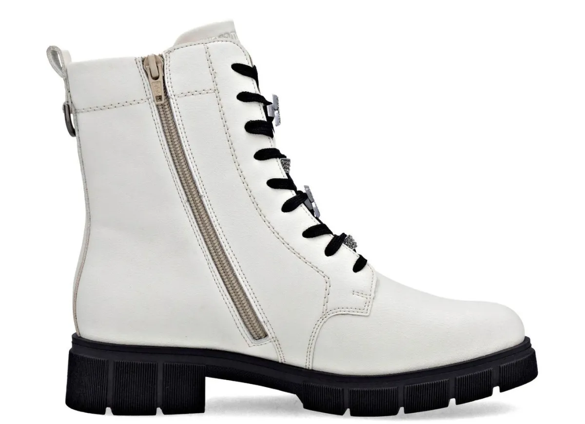 Hot Remonte , schicke Damen-Stiefeletten, Winterschuhe, Weite G, mit Reißverschluss NATURWEISS