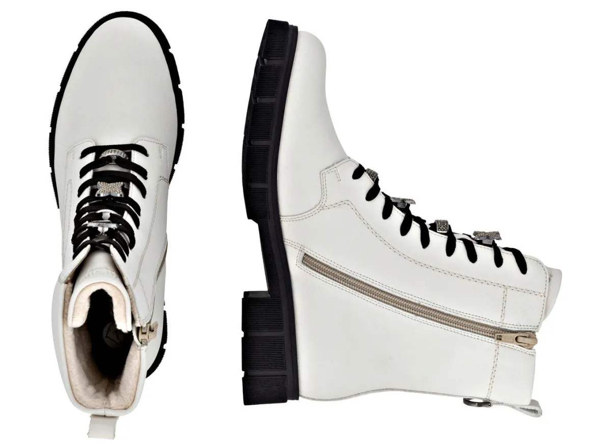 Hot Remonte , schicke Damen-Stiefeletten, Winterschuhe, Weite G, mit Reißverschluss NATURWEISS