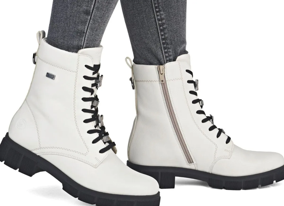 Hot Remonte , schicke Damen-Stiefeletten, Winterschuhe, Weite G, mit Reißverschluss NATURWEISS