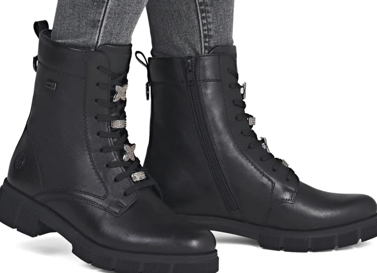 Best Remonte , schicke Damen-Stiefeletten, Winterschuhe, Weite G, mit Reißverschluss SCHWARZ