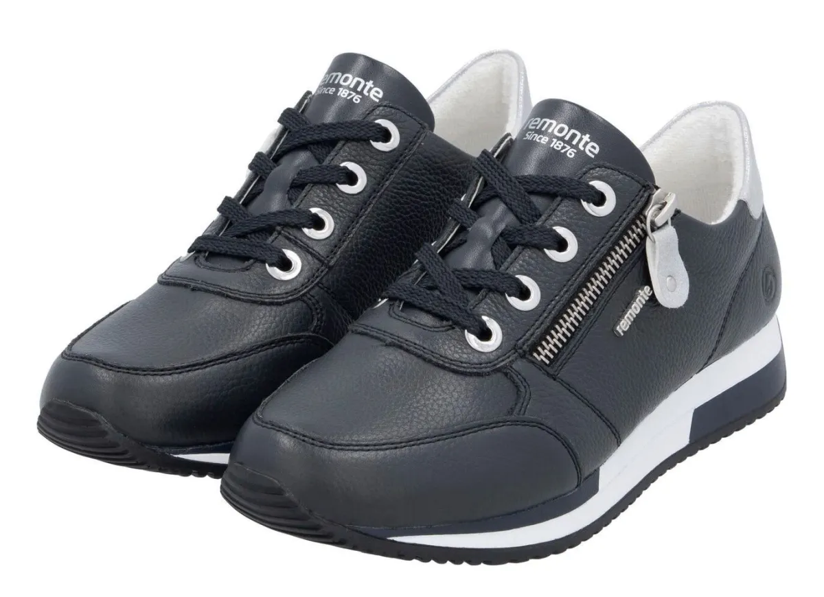 Outlet Remonte Schnür-Sneaker mit silberfarben schimmerndem Kontrast-Besatz MARINE