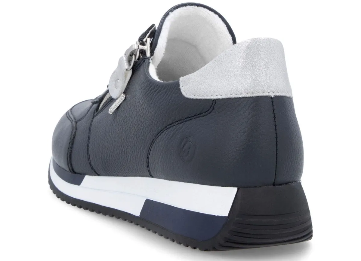 Outlet Remonte Schnür-Sneaker mit silberfarben schimmerndem Kontrast-Besatz MARINE