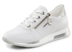 Remonte Schnür-Sneaker mit silberfarben schimmerndem Kontrast-Besatz WEISS