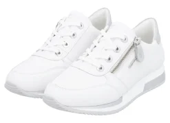 Remonte Schnür-Sneaker mit silberfarben schimmerndem Kontrast-Besatz WEISS