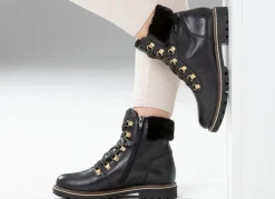 Remonte Schnür-Stiefelette mit Plüschkragen SCHWARZ