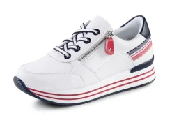 Remonte Sneaker aus beschichtetem Leder mit Textilbesatz WEISS-MARINE-ROT