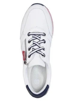 Remonte Sneaker aus beschichtetem Leder mit Textilbesatz WEISS-MARINE-ROT