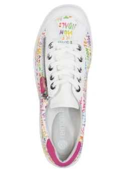 Outlet Remonte Sneaker aus beschichtetem, frech bedrucktem Leder WEISS-BUNT