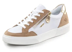 Discount Remonte Sneaker aus Nappa- und Veloursleder mit Metallic-Besatz SAND-WEISS-GOLD