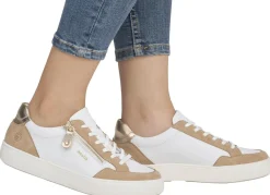Discount Remonte Sneaker aus Nappa- und Veloursleder mit Metallic-Besatz SAND-WEISS-GOLD