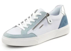 Discount Remonte Sneaker aus Nappa- und Veloursleder mit Metallic-Besatz BLAU-WEISS-SILBER