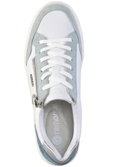 Discount Remonte Sneaker aus Nappa- und Veloursleder mit Metallic-Besatz BLAU-WEISS-SILBER