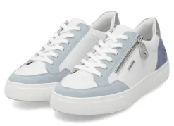Discount Remonte Sneaker aus Nappa- und Veloursleder mit Metallic-Besatz BLAU-WEISS-SILBER