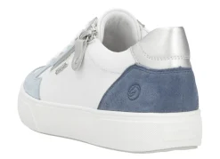 Discount Remonte Sneaker aus Nappa- und Veloursleder mit Metallic-Besatz BLAU-WEISS-SILBER