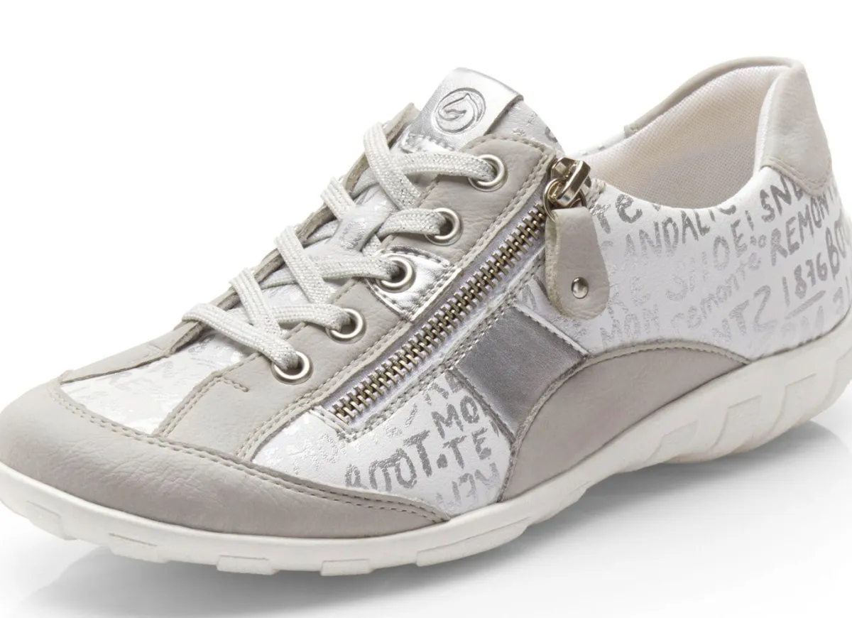 Discount BADER Remonte Sneaker mit bedruckten Besätzen HELLGRAU-WEISS