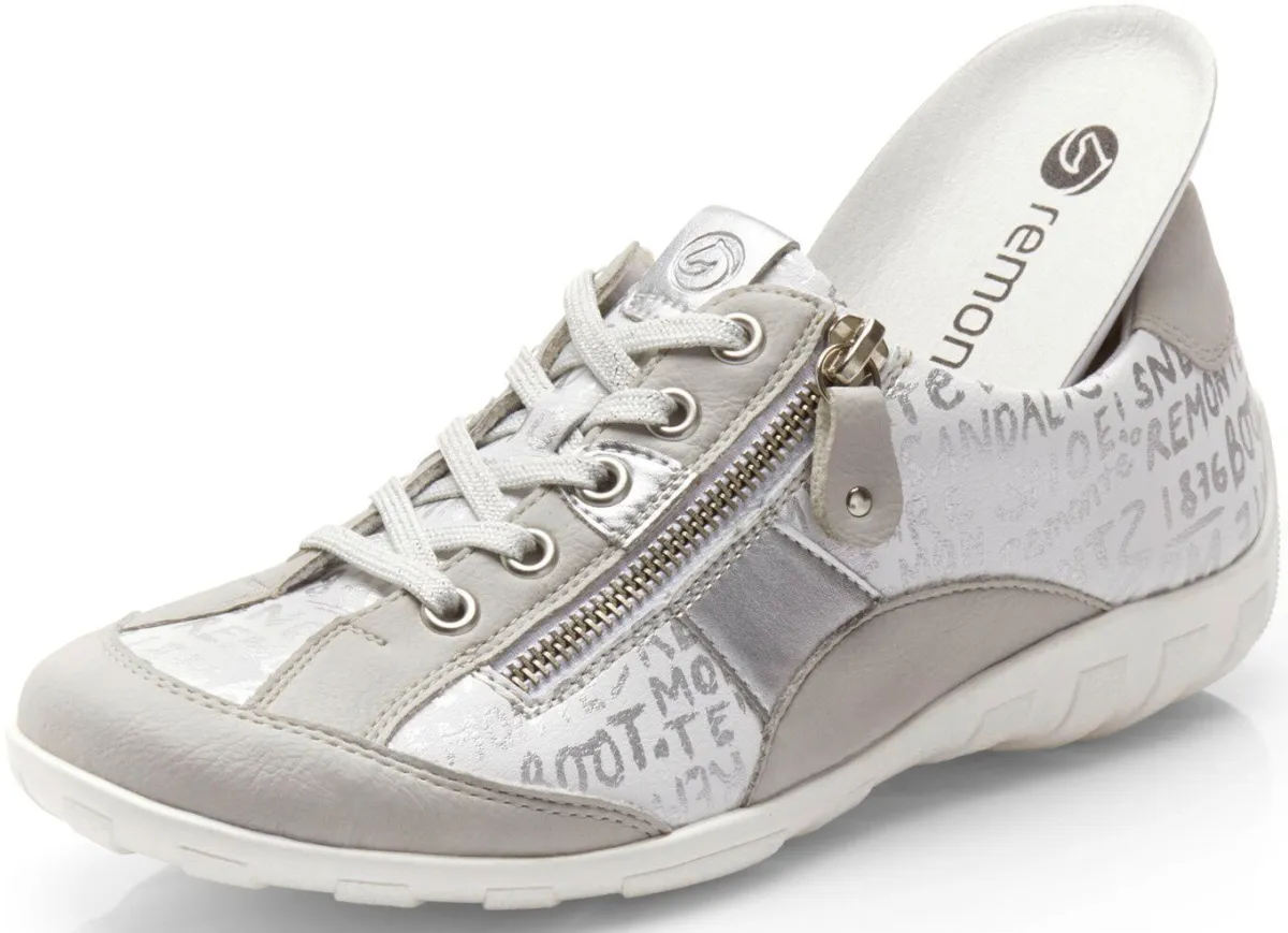 Discount BADER Remonte Sneaker mit bedruckten Besätzen HELLGRAU-WEISS