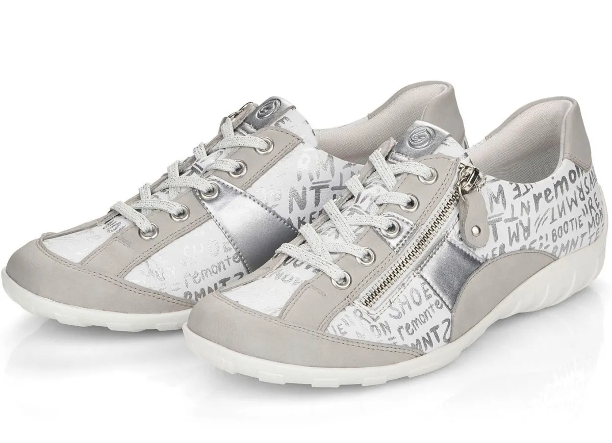 Discount BADER Remonte Sneaker mit bedruckten Besätzen HELLGRAU-WEISS