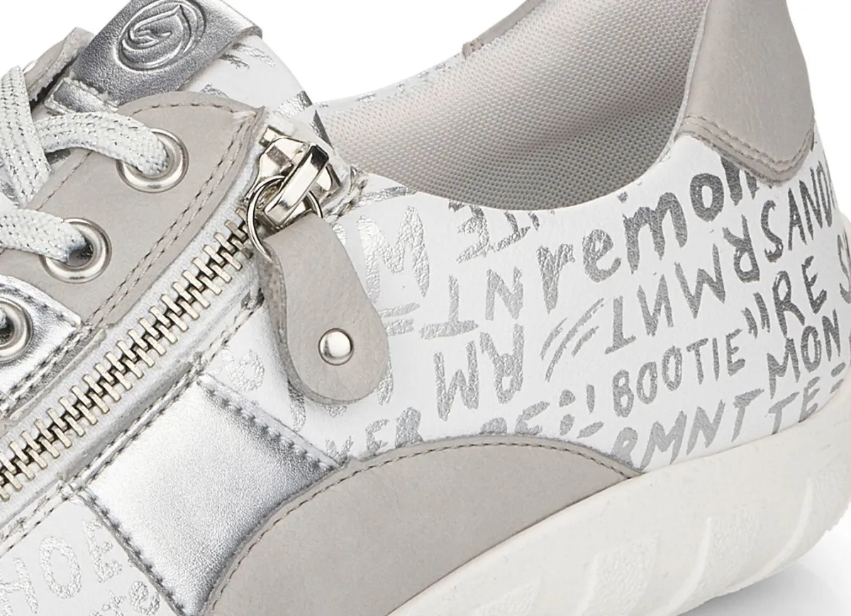 Discount BADER Remonte Sneaker mit bedruckten Besätzen HELLGRAU-WEISS