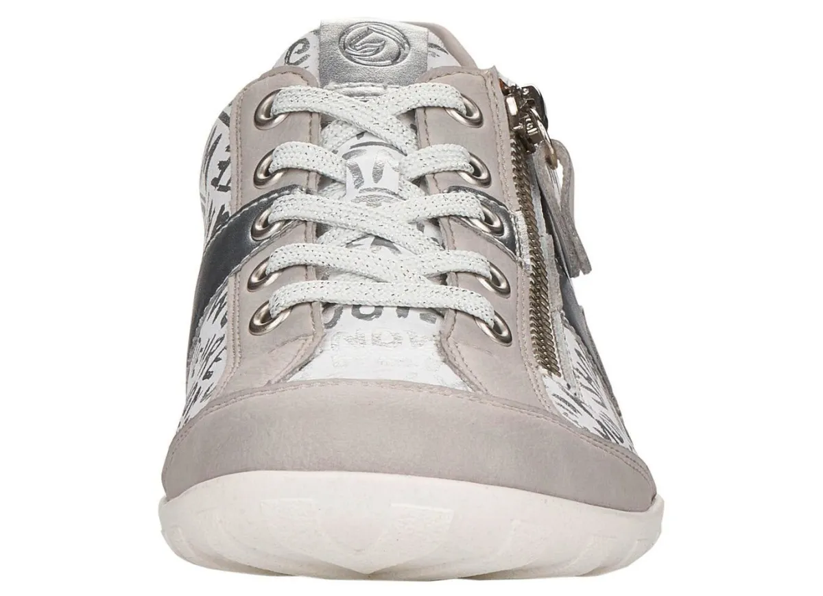 Discount BADER Remonte Sneaker mit bedruckten Besätzen HELLGRAU-WEISS