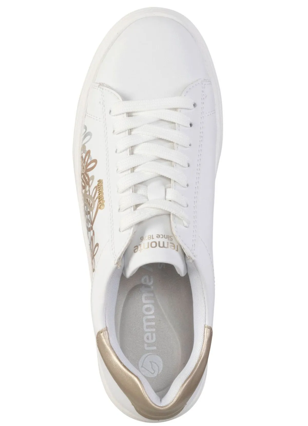 Remonte Sneaker mit verspieltem Blüten-Druck WEISS-BRONZE