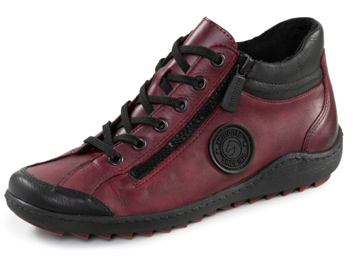 Remonte , sportliche Damen-Boots, Winterschuhe, Weite G, mit herausnehmbarem Fußbett BORDEAUX-SCHWARZ