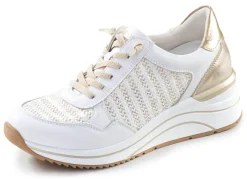 New Remonte , sportliche Damen-Sneaker, Weite H, mit herausnehmbarem Fußbett WEISS-GOLD