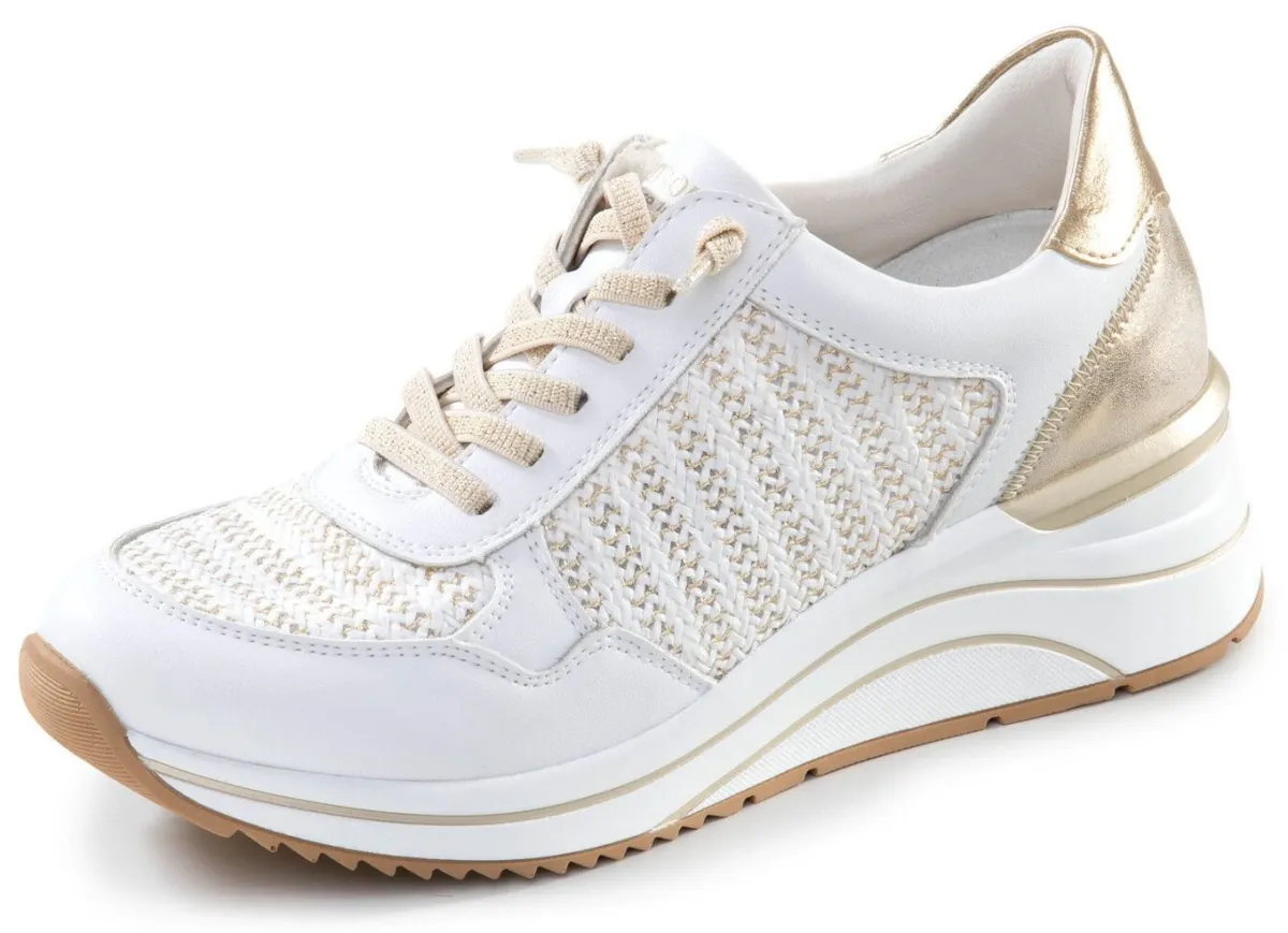 New Remonte , sportliche Damen-Sneaker, Weite H, mit herausnehmbarem Fußbett WEISS-GOLD