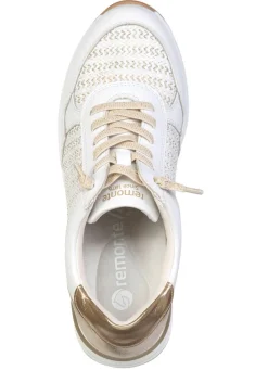 New Remonte , sportliche Damen-Sneaker, Weite H, mit herausnehmbarem Fußbett WEISS-GOLD