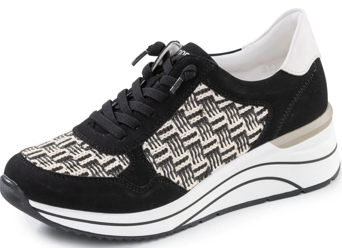 Online Remonte , sportliche Damen-Sneaker, Weite H, mit herausnehmbarem Fußbett SCHWARZ-CREME