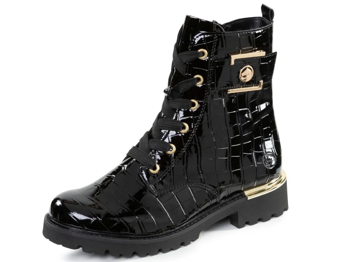 Online Remonte , stylische Damen-Stiefeletten, Winterschuhe, Weite G, mit herausnehmbarem Fußbett SCHWARZ-GOLD