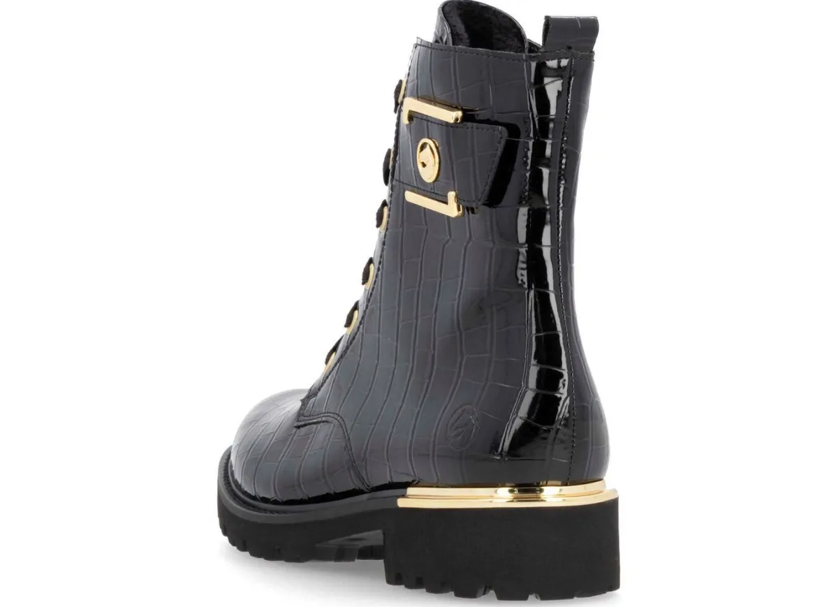 Online Remonte , stylische Damen-Stiefeletten, Winterschuhe, Weite G, mit herausnehmbarem Fußbett SCHWARZ-GOLD