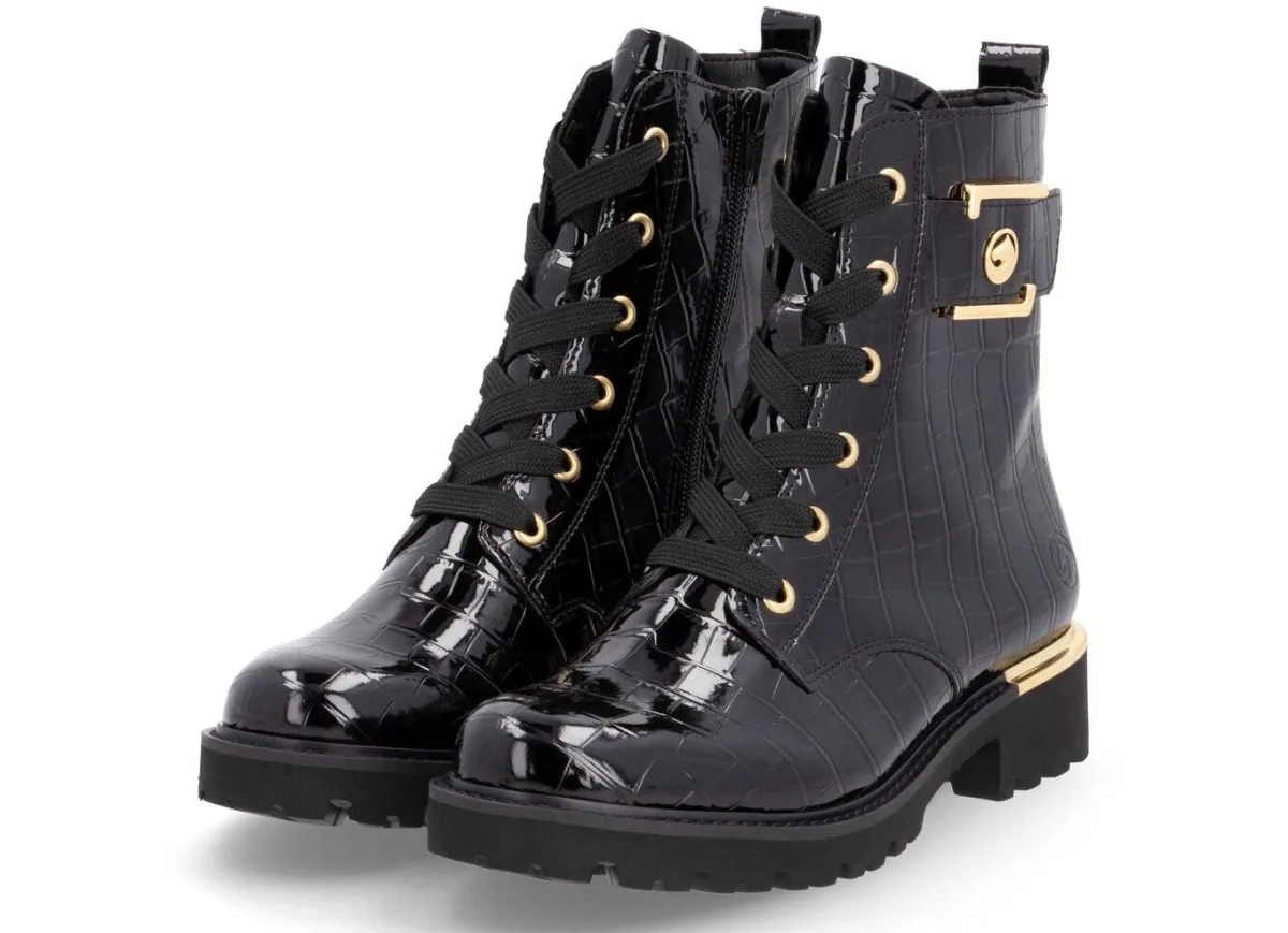 Online Remonte , stylische Damen-Stiefeletten, Winterschuhe, Weite G, mit herausnehmbarem Fußbett SCHWARZ-GOLD