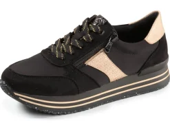 Clearance Remonte , trendige Damen-Sneaker, Weite G, mit herausnehmbarem Fußbett SCHWARZ-GOLD