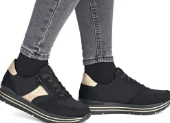 Clearance Remonte , trendige Damen-Sneaker, Weite G, mit herausnehmbarem Fußbett SCHWARZ-GOLD