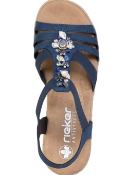 New Rieker , edle Damen-Sandalen, mit Riemchen und Elastikbandagen JEANS