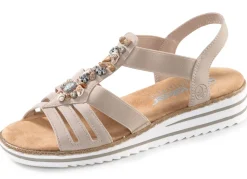 Hot Rieker , edle Damen-Sandalen, mit Riemchen und Elastikbandagen BEIGE