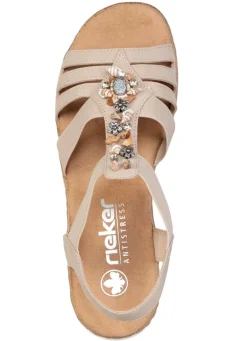 Hot Rieker , edle Damen-Sandalen, mit Riemchen und Elastikbandagen BEIGE