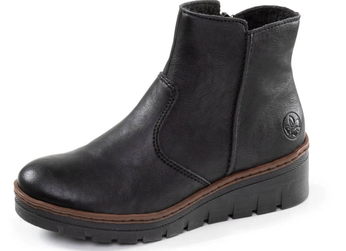 Online Rieker , gefütterte Damen-Stiefeletten, Winterschuhe, mit Reißverschluss SCHWARZ