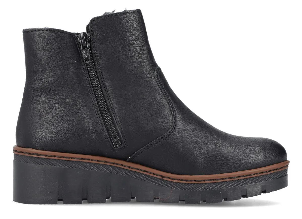 Online Rieker , gefütterte Damen-Stiefeletten, Winterschuhe, mit Reißverschluss SCHWARZ