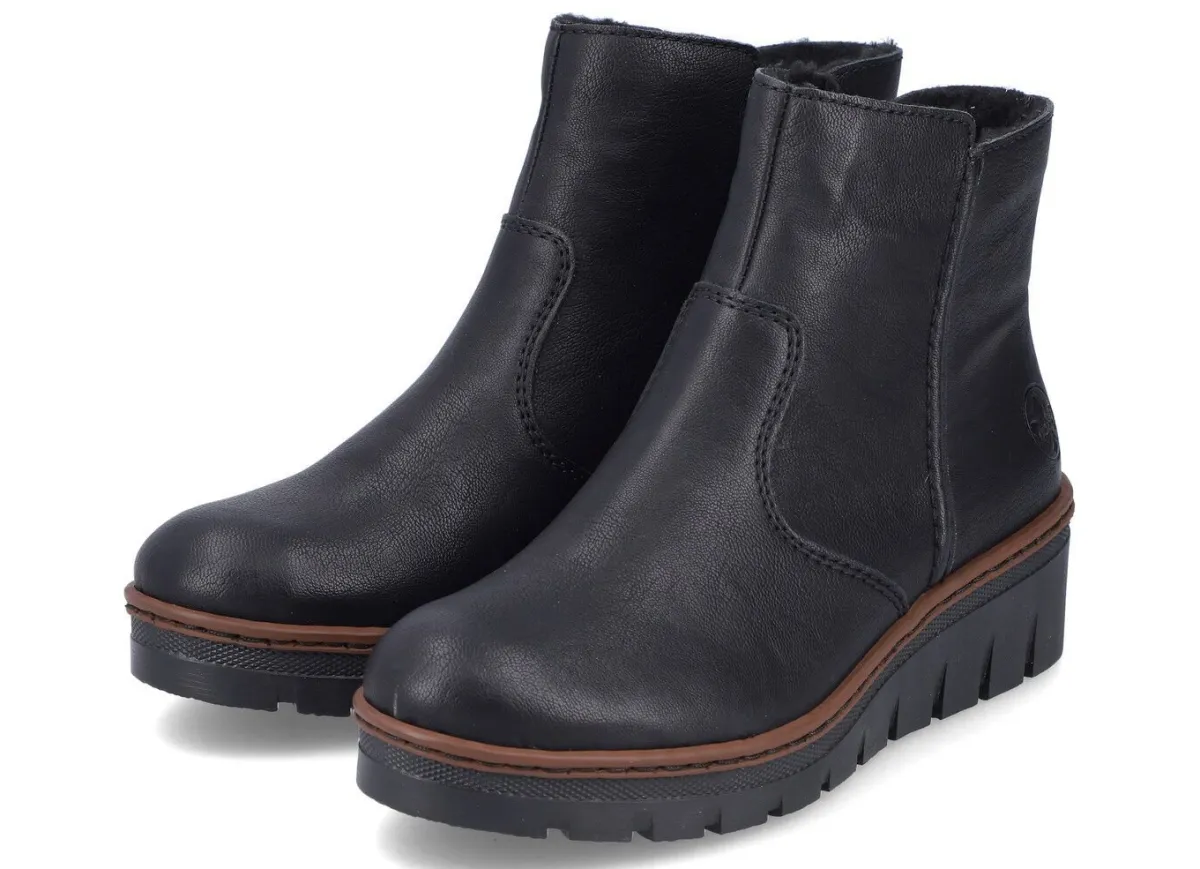 Online Rieker , gefütterte Damen-Stiefeletten, Winterschuhe, mit Reißverschluss SCHWARZ