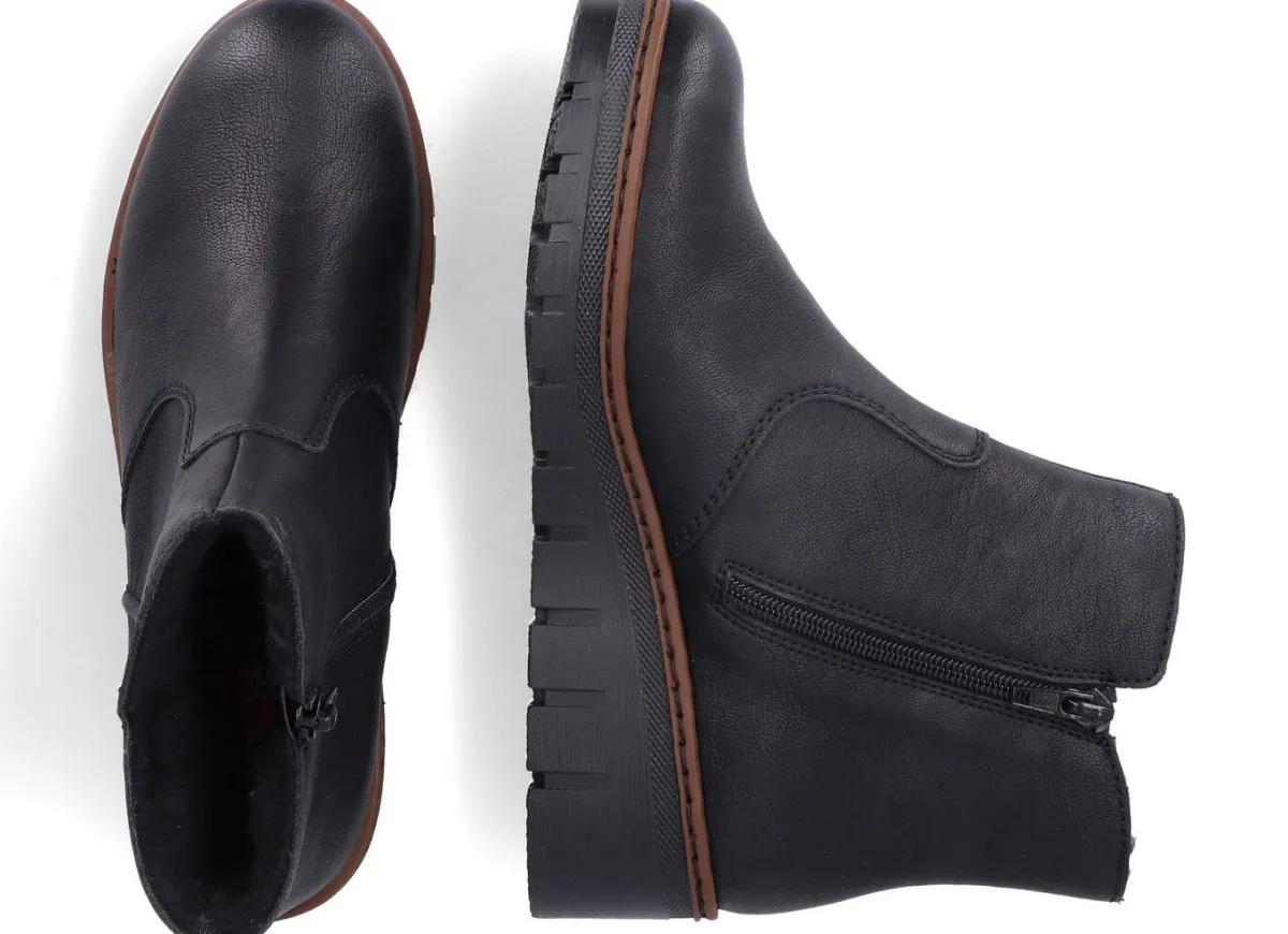 Online Rieker , gefütterte Damen-Stiefeletten, Winterschuhe, mit Reißverschluss SCHWARZ