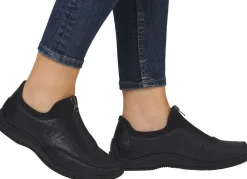Clearance Rieker , klassische Damen-Slipper, mit Reißverschluss SCHWARZ