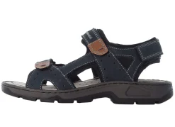 Discount Rieker , klassische Herren-Trekkingsandalen, aus Leder DUNKELBLAU
